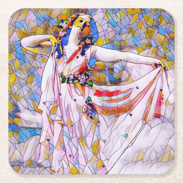 Glass Dancer in fließendem Kleid Rechteckiger Pappuntersetzer (Vorderseite)