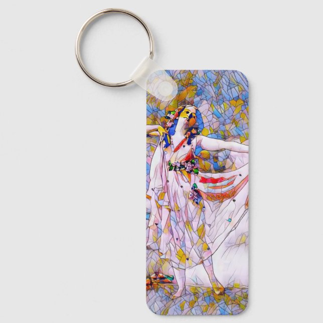 Glass Dancer in fließendem Kleid Schlüsselanhänger (Vorderseite)