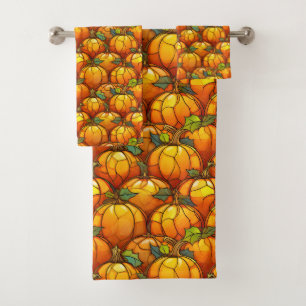 Glass Fall Pumpkin Field Badhandtuch Set