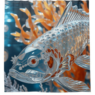 Glass Fish Clear Koi Fisch Duschvorhang