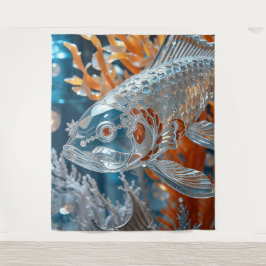 Glass Fish|Clear Koi Fish| Rug - Wandteppich