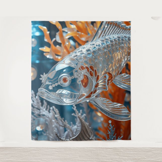 Glass Fish|Clear Koi Fish| Rug - Wandteppich (Vorderseite)