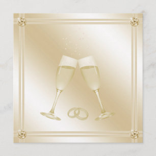 Glass Gold Champagner Hochzeit Einladung