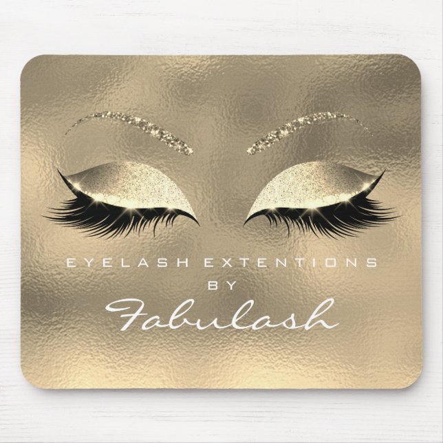 Glass Gold Glitzer Branding Beauty Lashes White Mousepad (Vorne)