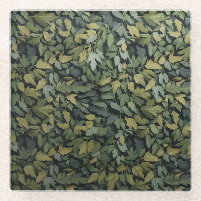 Glass Green Leafy Drink Untersetzer (Vorderseite)