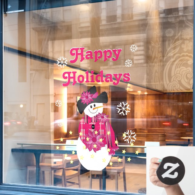 Glass Grosser Weihnachtsschneemann Themed Fensteraufkleber (Café-Fenster)