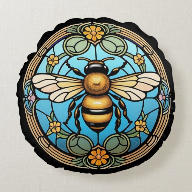 Glass Honeybee Rundes Kissen (Vorderseite)