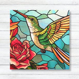 Glass Hummingbird Floral Leinwanddruck