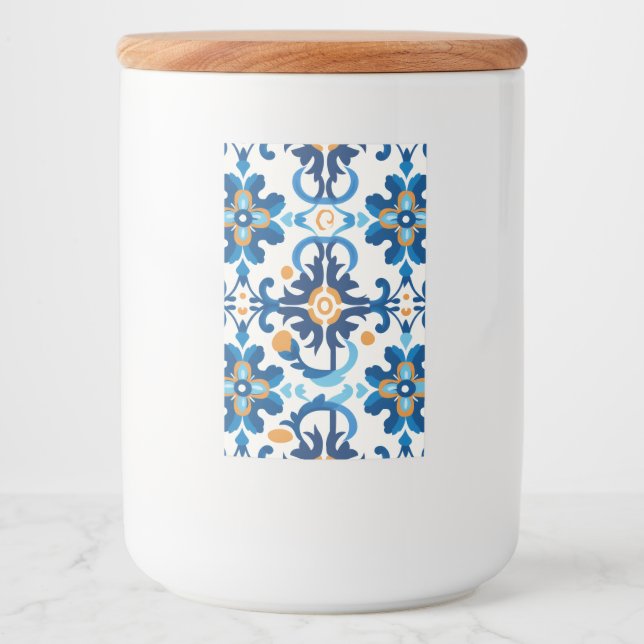 Glass Jar mit blau-braunen Leinen Lebensmitteletikett (Vorderseite)