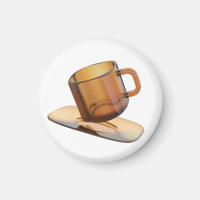 Glass-Kaffeetasse mit Untertasse Magnet (Vorne)