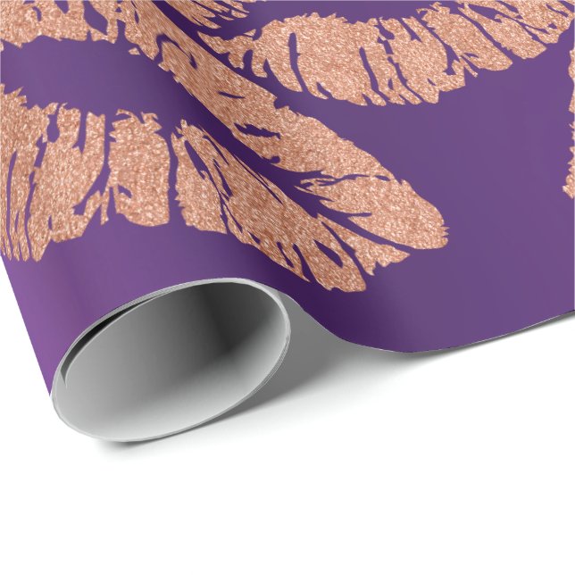 Glass Kiss Lips Pinselspitze Lila Geschenkpapier (Rolleneckpunkt)