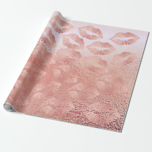 Glass Kiss Lips Pinselspitze Rose Gold Geschenkpapier