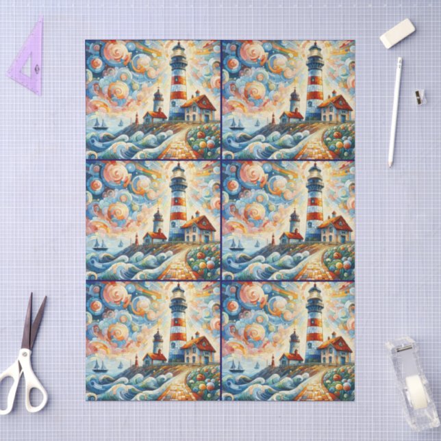 Glass Lighthouse Decoupage Seidenpapier (Basteln)
