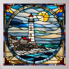 Glass Look Coastal Lighthouse zum Herunterladen Poster
