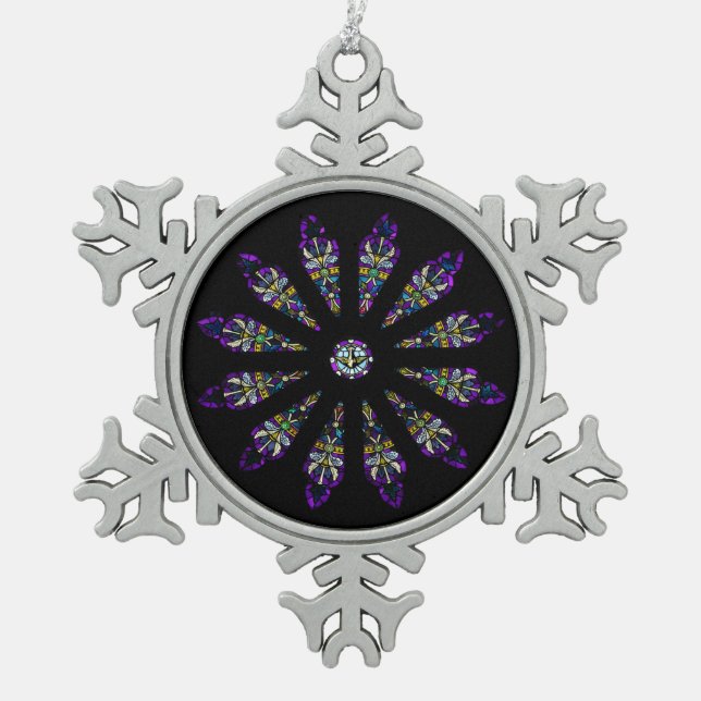 Glass Mandala Pewter Snowflake Ornament (Vorderseite)