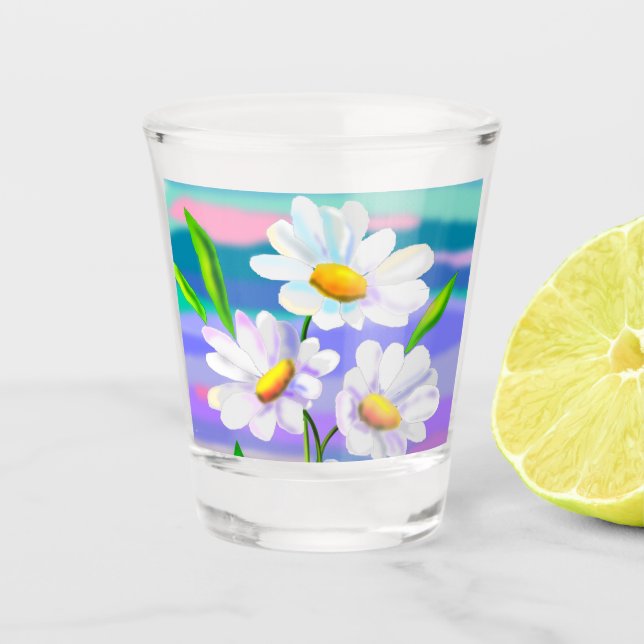 Glass mit Daisy-Blume Schnapsglas (Vorderseite)