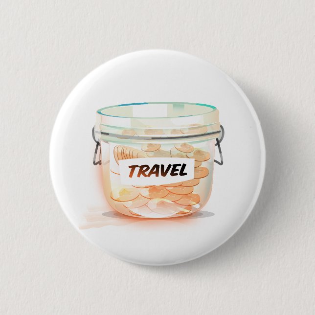 Glass Money Travel Jar Button (Vorderseite)