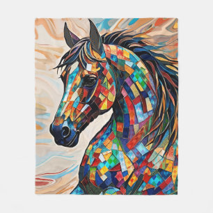 Glass-Mosaikpferd aus Multicolor 15 Fleecedecke