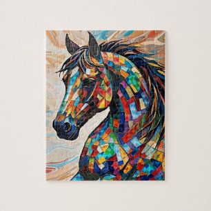 Glass-Mosaikpferd aus Multicolor 15 Puzzle