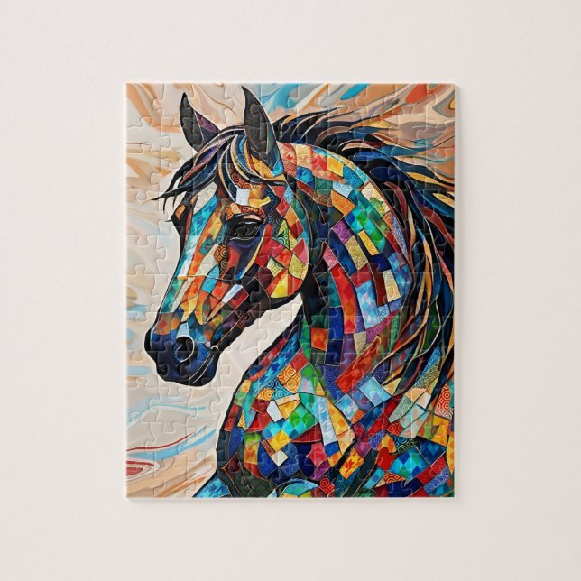 Glass-Mosaikpferd aus Multicolor 15 Puzzle (Vertikal)