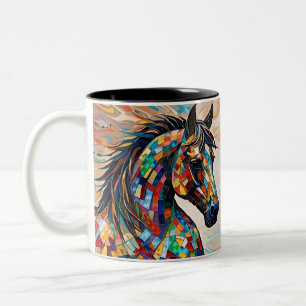 Glass-Mosaikpferd aus Multicolor 15 Zweifarbige Tasse
