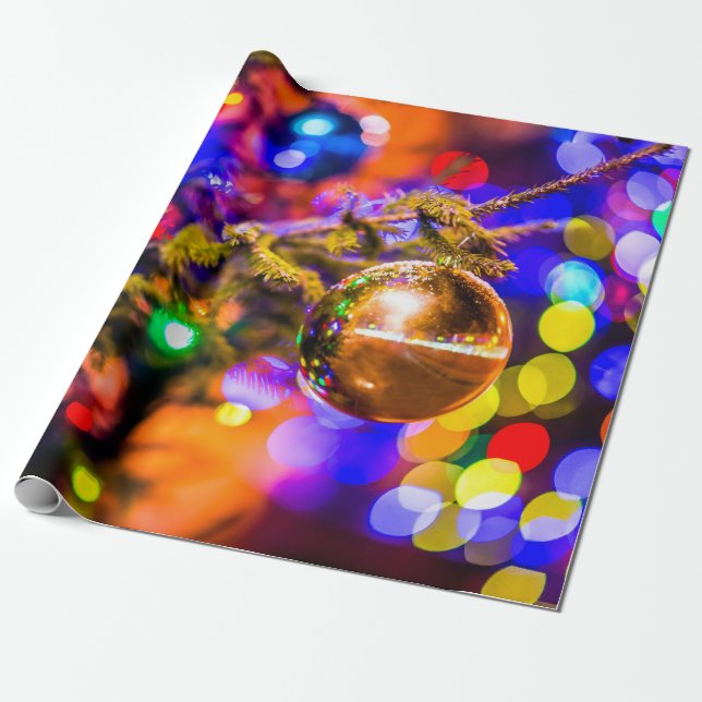 Glass Ornament Ball, fröhliche Lichter Geschenkpapier (Ungerollt)