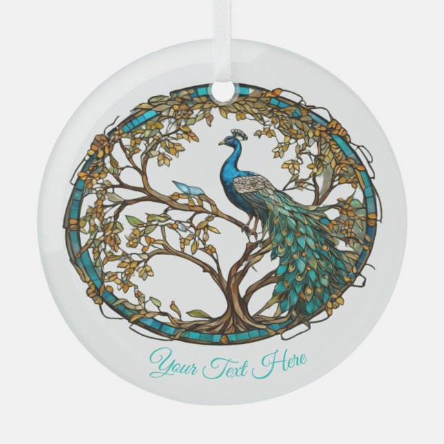 Glass Peacock Herbstbaum Ornament Aus Glas (Vorderseite)
