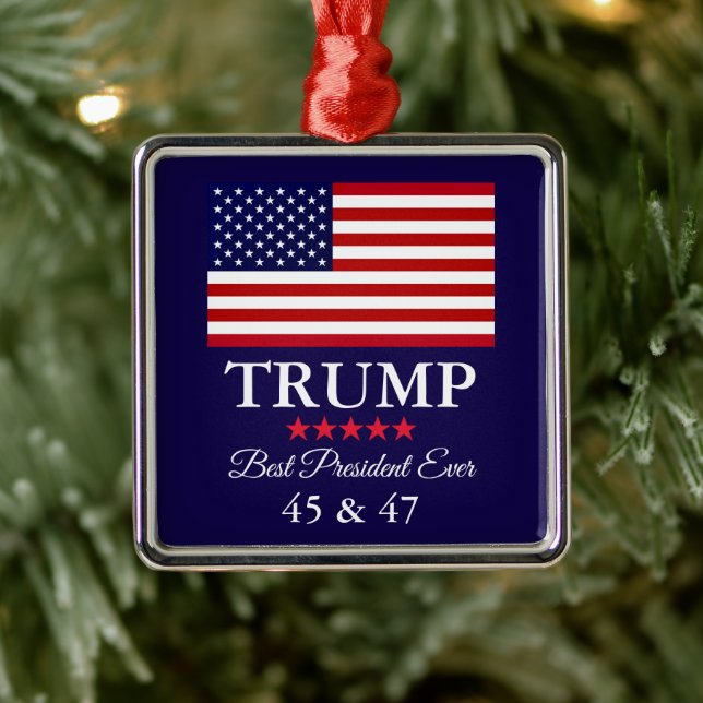 GLASS PRESIDENT DONALD TRUMP CHRISTMAS ORNAMENT AUS METALL (Baum)
