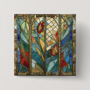 Glass Rote Hauptopftiere bei Sonnenaufgang Button