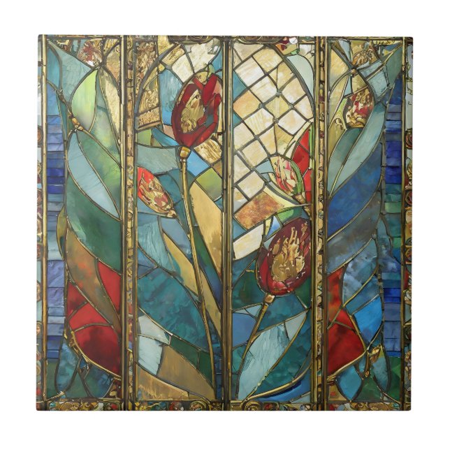 Glass Rote Hauptopftiere bei Sonnenaufgang Fliese (Vorderseite)