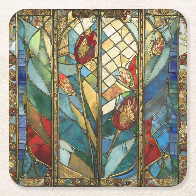 Glass Rote Hauptopftiere bei Sonnenaufgang Rechteckiger Pappuntersetzer (Vorderseite)