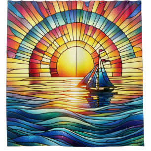 Glass Sailboat Duschvorhang