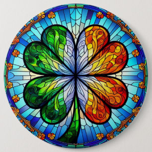 Glass Saint Patrick's Day Irish Clover Button