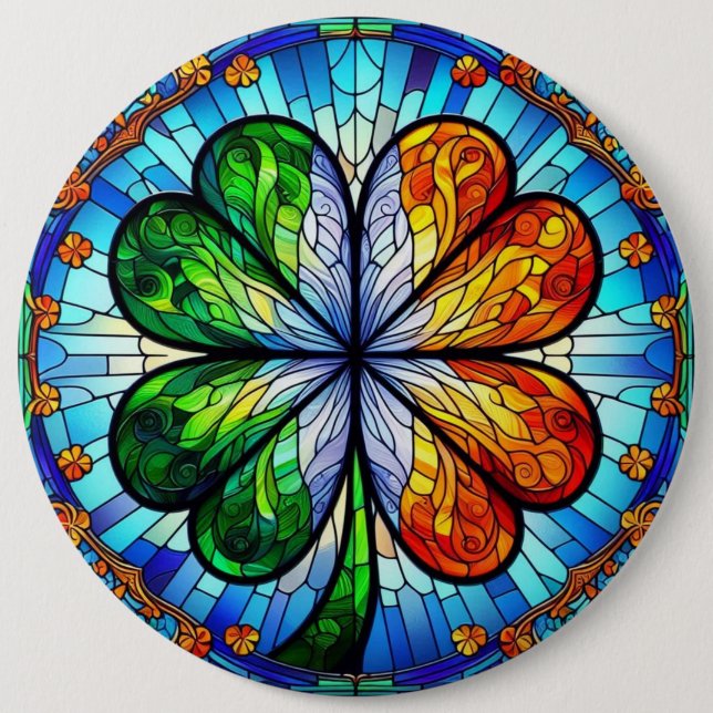 Glass Saint Patrick's Day Irish Clover Button (Vorderseite)