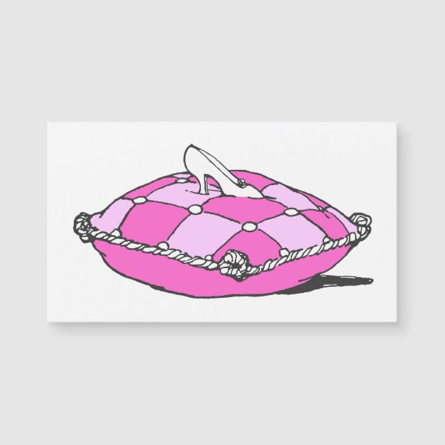 Glass Slipper Pink Pillow Magnetic Business Card Magnetkarte (Vorderseite)
