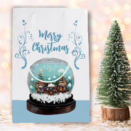 Glass Snowball Winter Village Blue Frohe Weihnacht Mittlere Geschenktüte