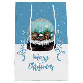Glass Snowball Winter Village Blue Frohe Weihnacht Mittlere Geschenktüte