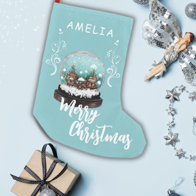 Glass Snowball Winter Village Folies Weihnachten Kleiner Weihnachtsstrumpf (Von Creator hochgeladen)