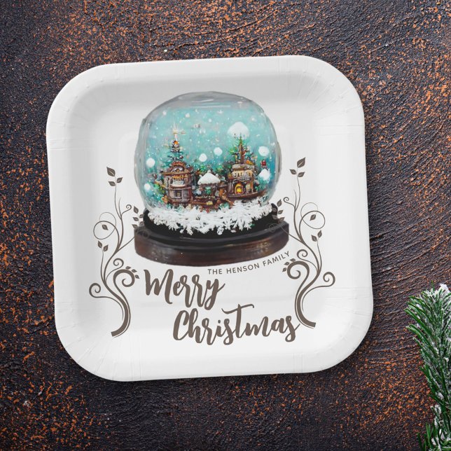 Glass Snowball Winter Village Folies Weihnachten Pappteller (Von Creator hochgeladen)