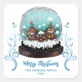 Glass Snowball Winter Village Folies Weihnachten Quadratischer Aufkleber