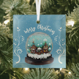 Glass Snowball Winter Village Schneeflocken Blau Ornament Aus Glas