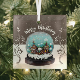 Glass Snowball Winter Village Schneeflocken Brown Ornament Aus Glas