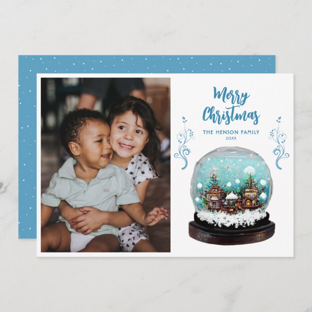 Glass Snowball Winterdorf Foto Weihnachten (Vorne/Hinten)