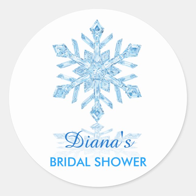 Glass Snowflake Winter Brautparty Gefallen Sticker (Vorderseite)