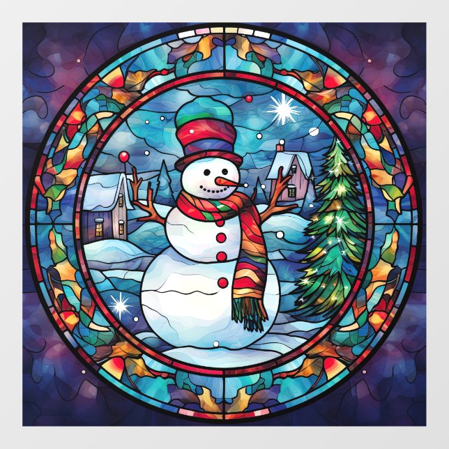 Glass Snowman Window Fensteraufkleber (Blatt)