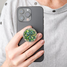 Glass Succulent Phone Grip Green Mandala