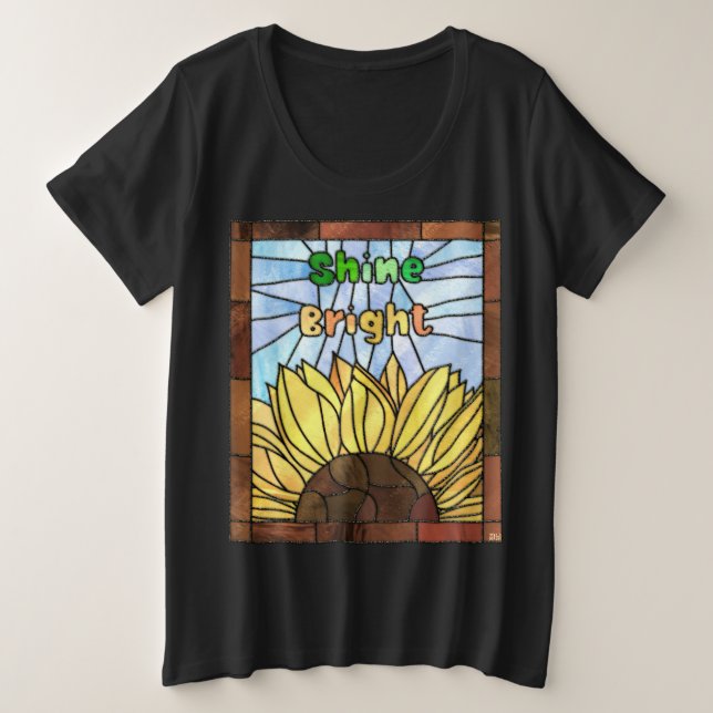 Glass Sunflower Shine Bright Große Größe T-Shirt (Design vorne)
