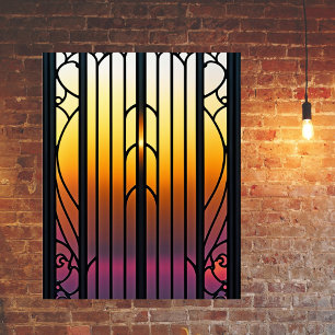 Glass Sunset Illustration Poster
