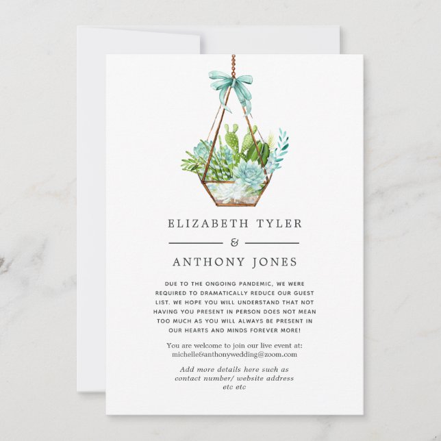 Glass Terrarium Succulents Reduced Guest List Ankündigung (Vorderseite)