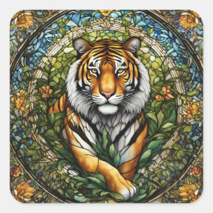 Glass Tiger Illustration Quadratischer Aufkleber